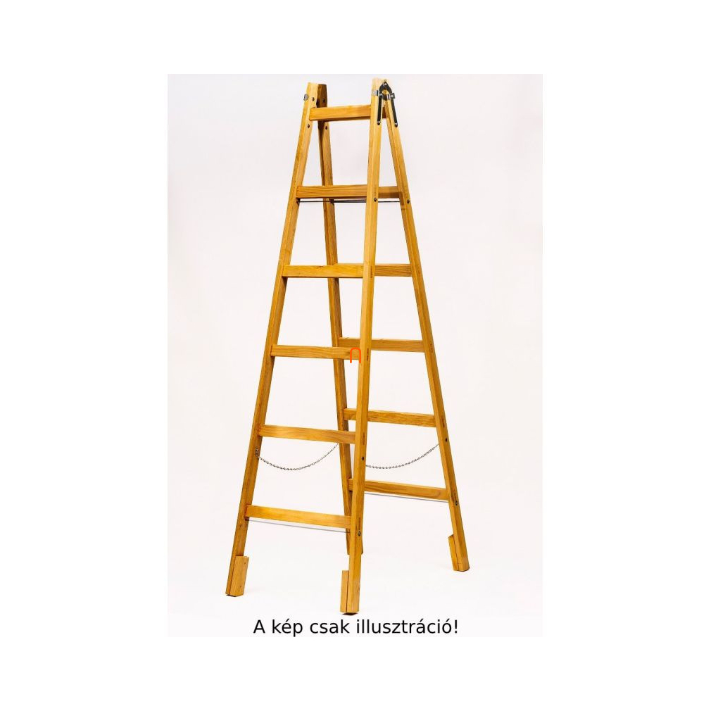 Villanyszerelő falétra 7 fokos 256cm, erősített kivitel, akasztóval GREENWOOD