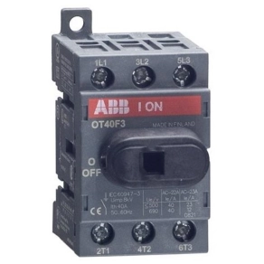   ABB 1SCA104902R1001 OT40F3 szakaszolókapcsoló, 3P, 40 A, AC-22A, 400 V, mellső működtetésű, DIN sínre vagy szerelőlapra szerelhető