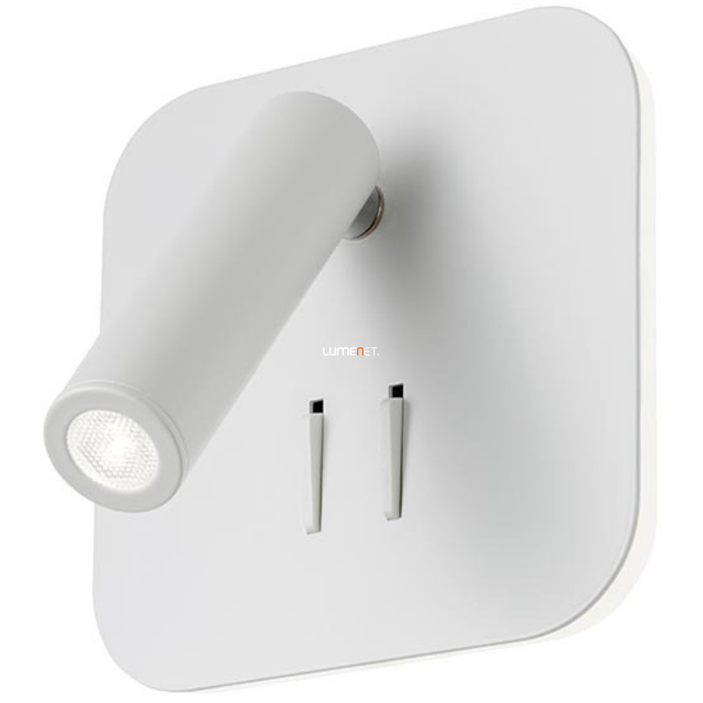 Fali LED lámpa USB töltővel 6+3 W, melegfehér, fehér színű (Quda)
