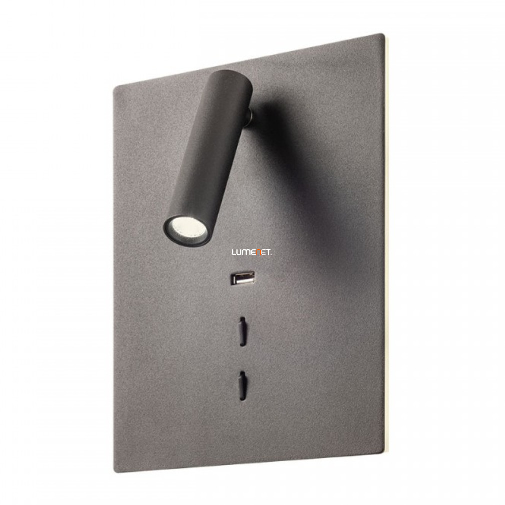 Fali LED lámpa USB töltővel 16+3 W, melegfehér, matt fekete (Zen)