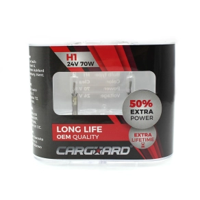   Carguard BHA041 H1 halogén izzó, 24V, 70W, +50%, Long Life, 2 darabos, 2 db/csomag, gépjárművek fényszórójának cserélhető fényforrásaként