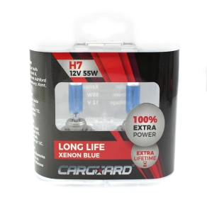   Carguard BHA024 H7 halogén izzó, 12V, 55W, +130%, Long Life, 2 darabos, 2 db/csomag, gépjárművek fényszórójának cserélhető fényforrásaként