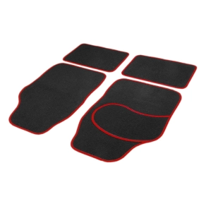   Carguard PAT002 Univerzális autószőnyeg készlet textil 64 x 44 cm | 44 x 29 cm fekete/piros, autós használatra