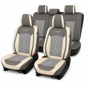   Carguard HSA014 Autó üléshuzat készlet prémium deluxe perforált műbőr és textil szürke