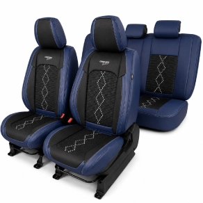   Carguard HSA019 Autó üléshuzat készlet prémium deluxe perforált műbőr és textil fekete sötétkék