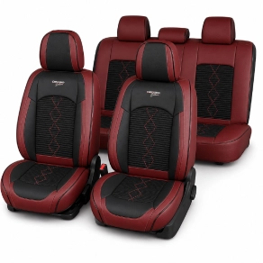   Carguard HSA020 autó üléshuzat készlet prémium deluxe perforált műbőr textil sötétvörös fekete
