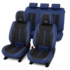   Carguard HSA022 autó üléshuzat készlet prémium 5 üléshez Deluxe perforált műbőr sötétkék fekete