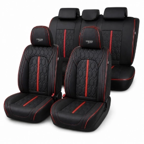   Carguard HSA024 Autó üléshuzat készlet prémium 5 üléshez Deluxe perforált műbőr fekete piros