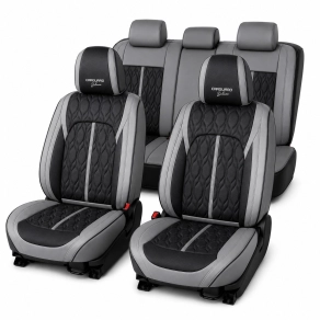   Carguard HSA026 Autó üléshuzat készlet prémium 5 üléshez Deluxe perforált műbőr szürke fekete