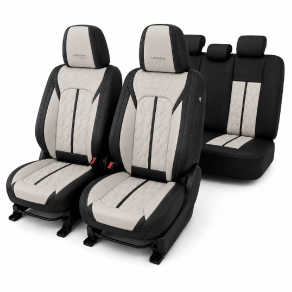   Carguard HSA027 Autó üléshuzat készlet prémium 5 üléshez Deluxe perforált műbőr fekete krém
