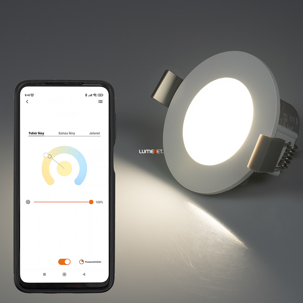 Connect Smart süllyesztett LED spot lámpa 7 W, hideg-melegfehér, fehér színű (Optima RGBW)
