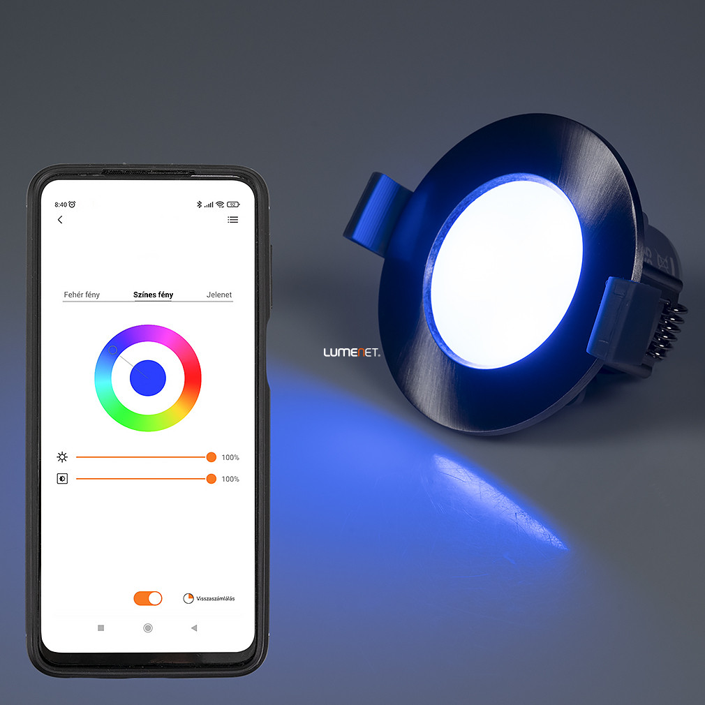 Connect Smart süllyesztett LED spot lámpa 7 W, hideg-melegfehér, nikkel színű (Optima RGBW)