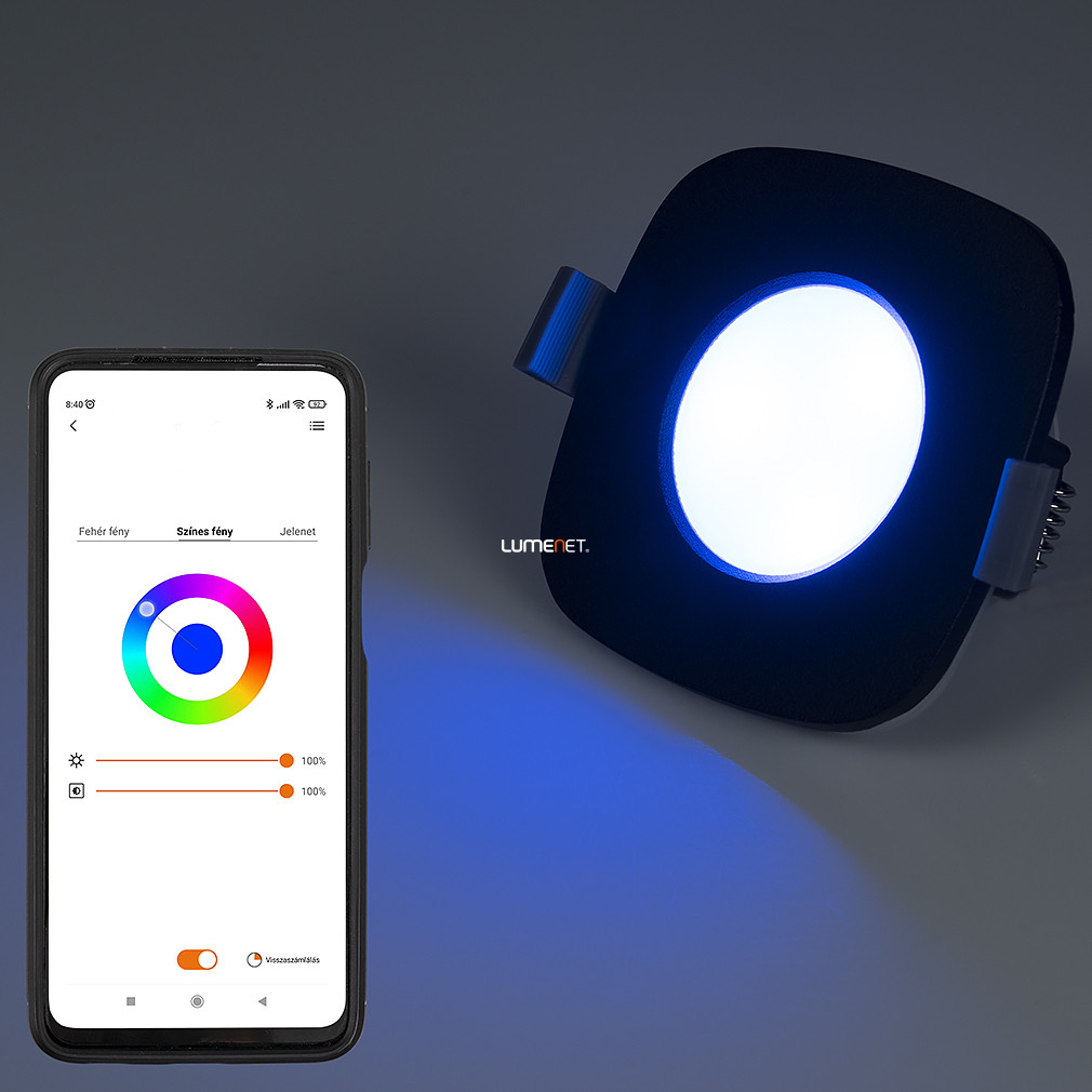 Connect Smart süllyesztett LED spot lámpa 7,7 W, hideg-melegfehér, fekete (Rina RGBW)