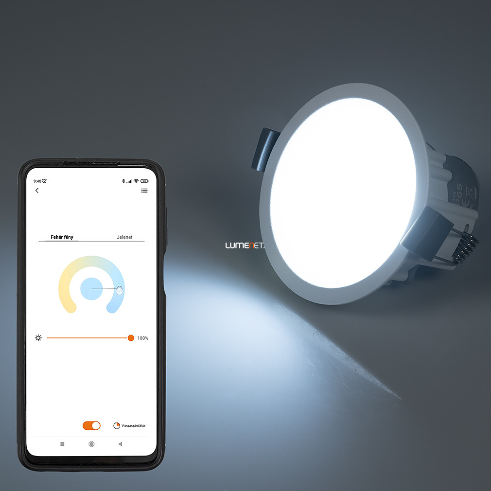 Connect Smart süllyesztett LED spot lámpa 7 W, hideg-melegfehér, fehér színű (Etna RGBW)