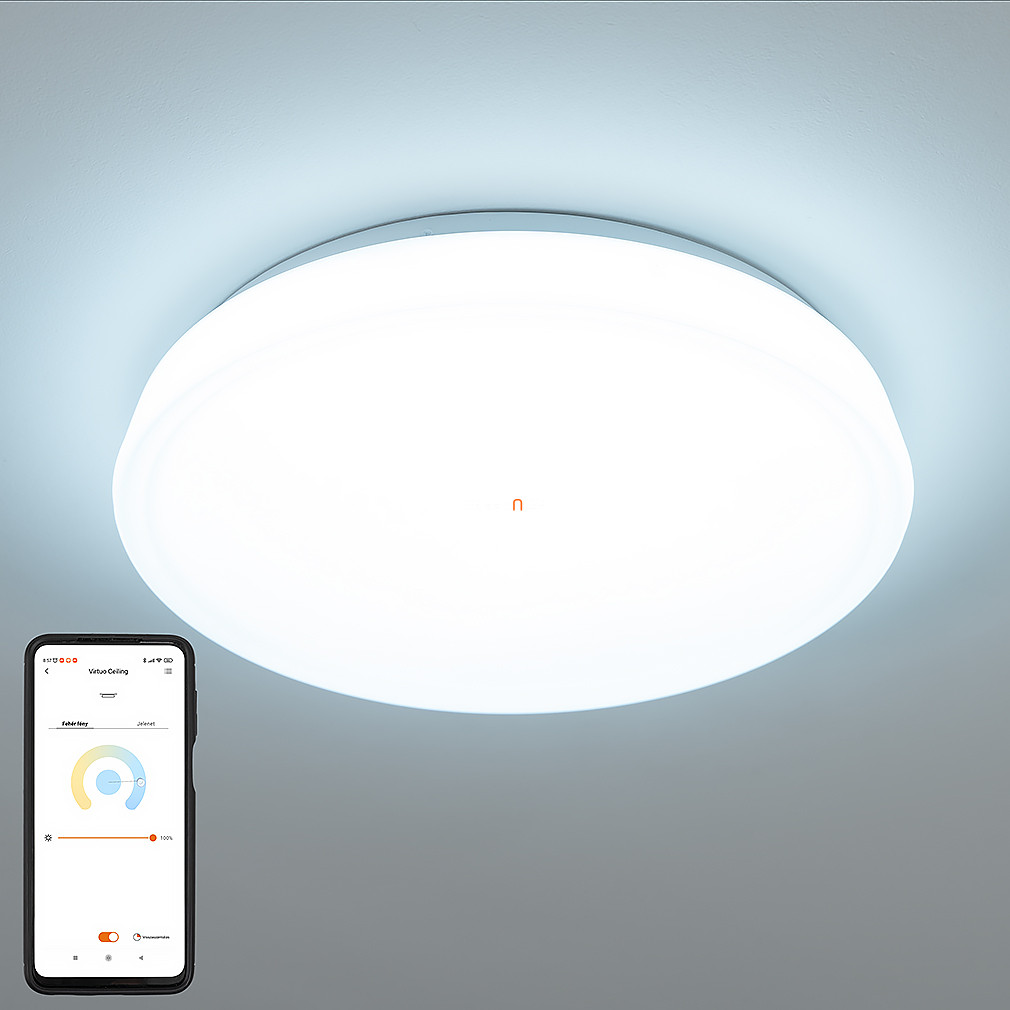 Connect Smart kerek mennyezeti LED lámpa 16 W, hideg-melegfehér, fehér színű (Virtuo)