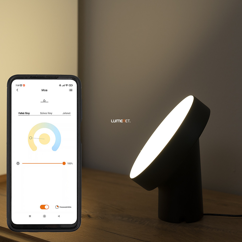 Connect Smart asztali dekorációs LED lámpa 9,5 W, hideg-melegfehér, fekete (Moa Smart RGBW)