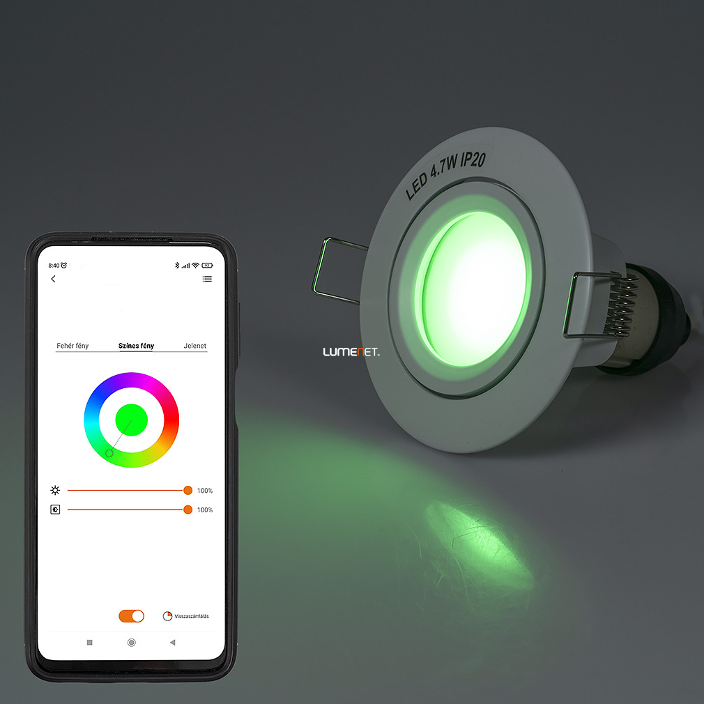 Connect Smart süllyesztett LED spot lámpa 4,7 W, hideg-melegfehér, fehér színű (Scop RGBW)