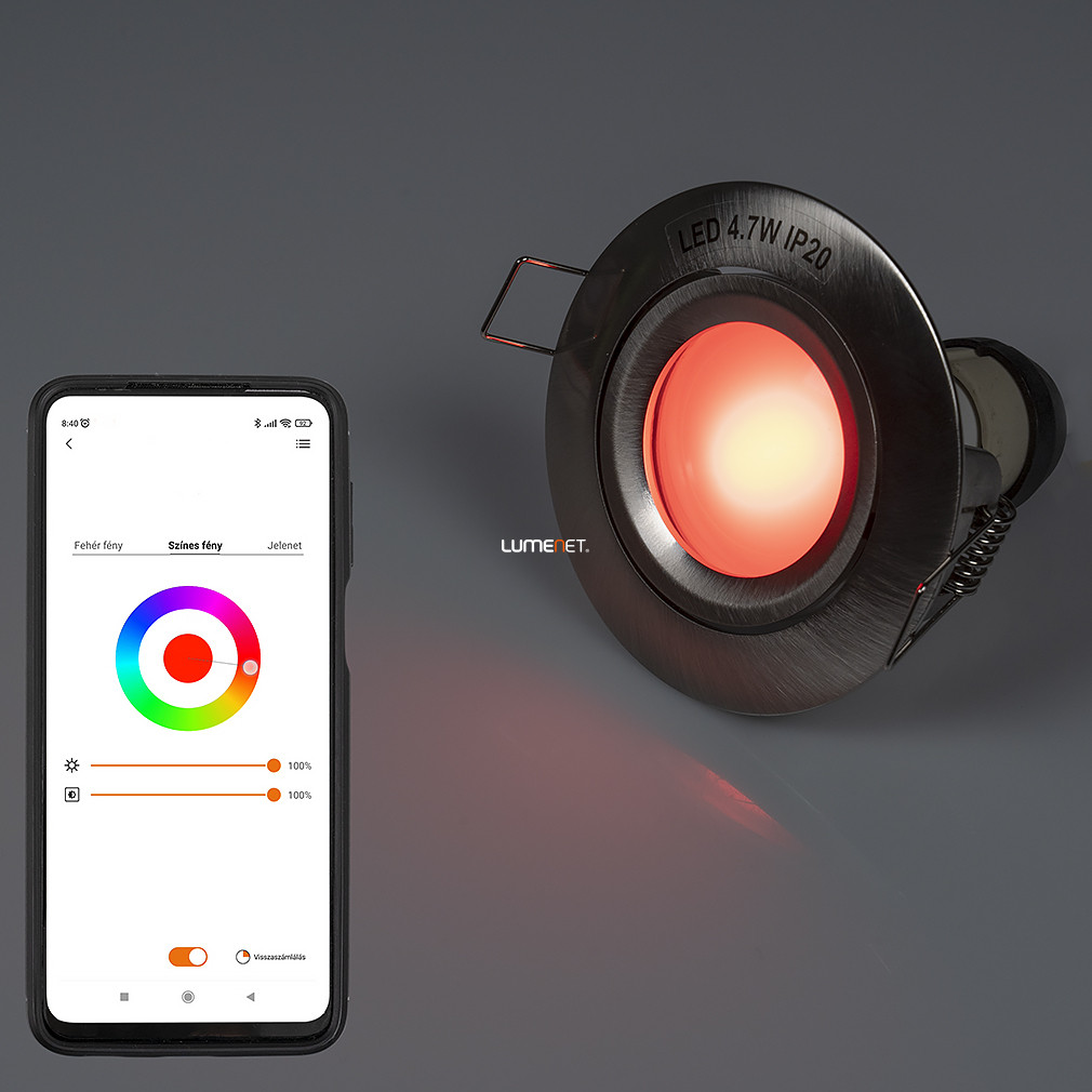Connect Smart süllyesztett LED spot lámpa 4,7 W, hideg-melegfehér, nikkel színű (Scop RGBW)