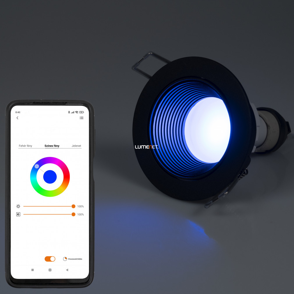 Connect Smart süllyesztett LED spot lámpa 4,7 W, hideg-melegfehér, fekete (Altum RGBW)