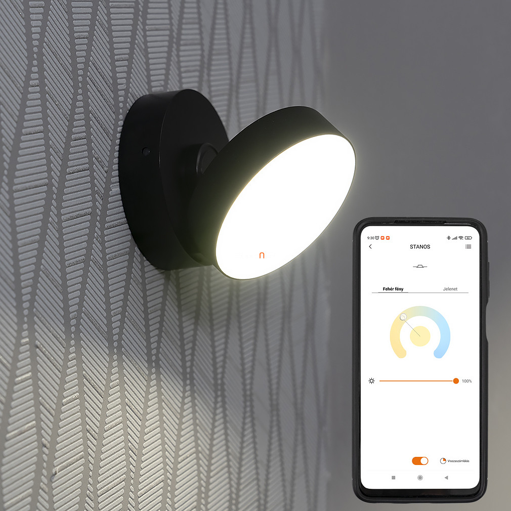 Connect Smart LED spot lámpa 8 W, hidegfehér-melegfehér, fekete (Stanos)