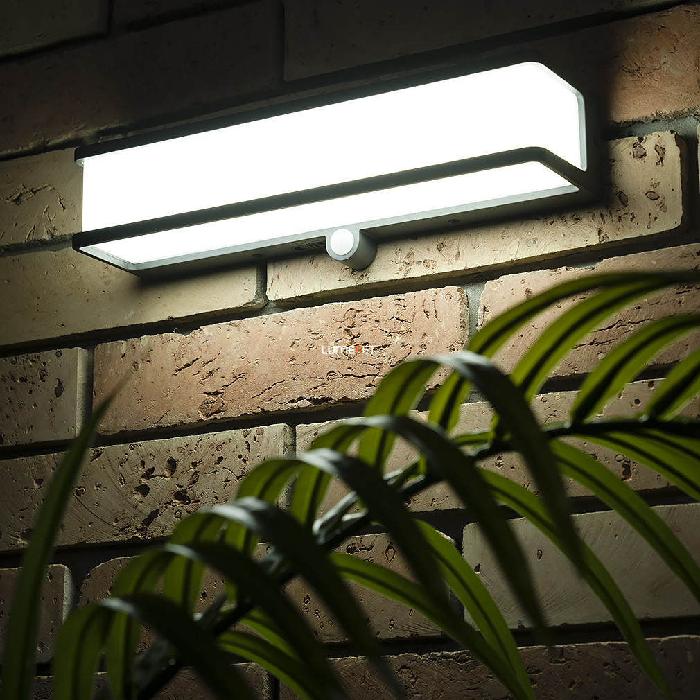 Kültéri napelemes fali LED lámpa mozgásérzékelővel 16,5 W, hidegfehér, grafit-opál (Doblo)