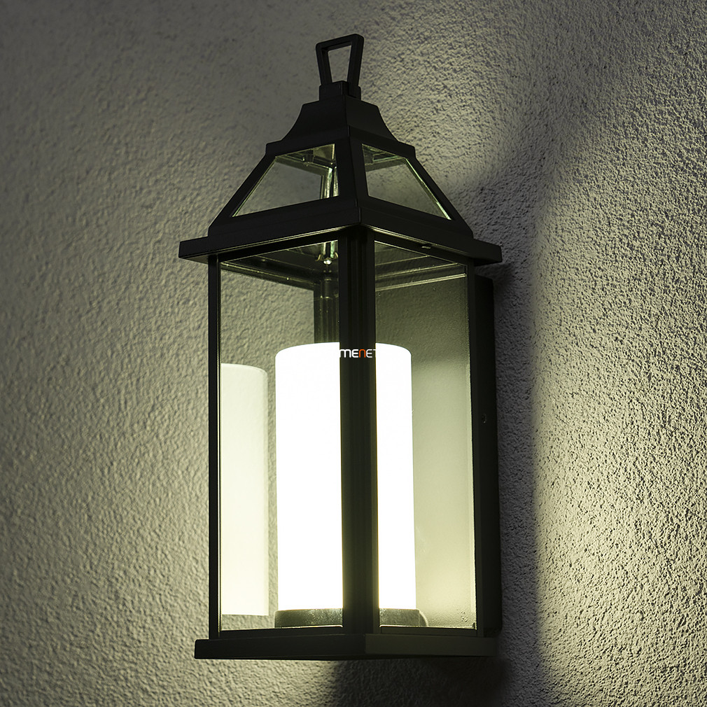 Kültéri fali lámpás LED gyertyával, 16 W, melegfehér, fekete (Hom)