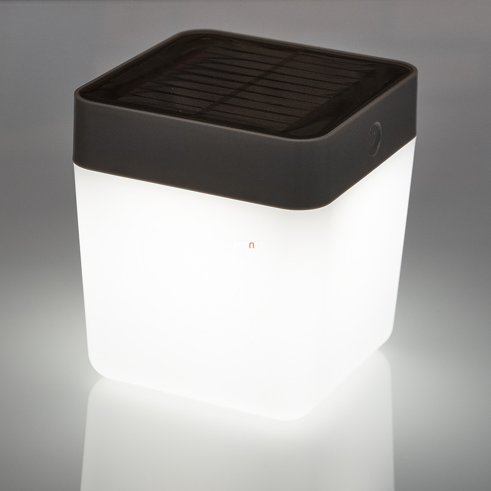 Napelemes kültéri hordozható LED lámpa 1 W, melegfehér, szürke-opál - Table Cube Lutec 6908001337