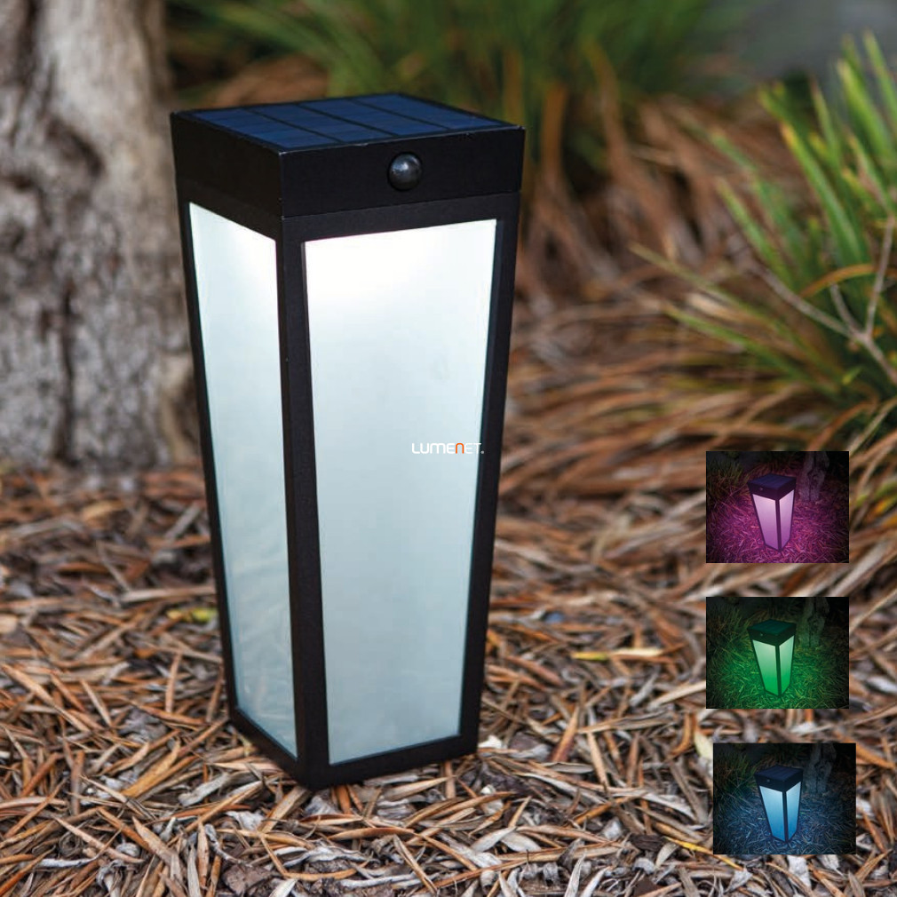 Connect Smart talajba szúrható kerti LED lámpa napelemmel, mozgásérzékelővel 8,4 W, hideg-melegfehér, fekete (Dias RGBW)