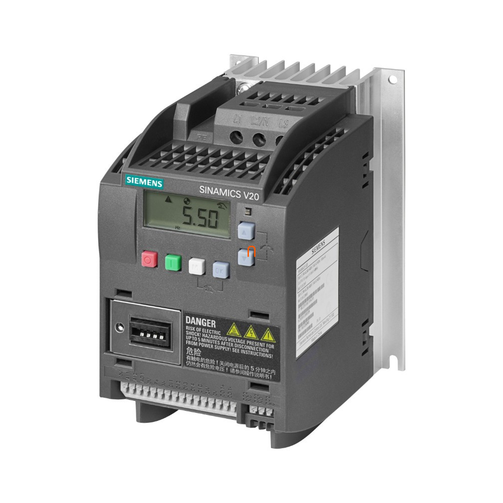 Siemens frekvenciaváltó 3F, 380-480V, 1,5kW, 4,1A, beépített C3 szűrővel, BOP panellel, - Sinamics V20 6SL3210-5BE21-5CV0