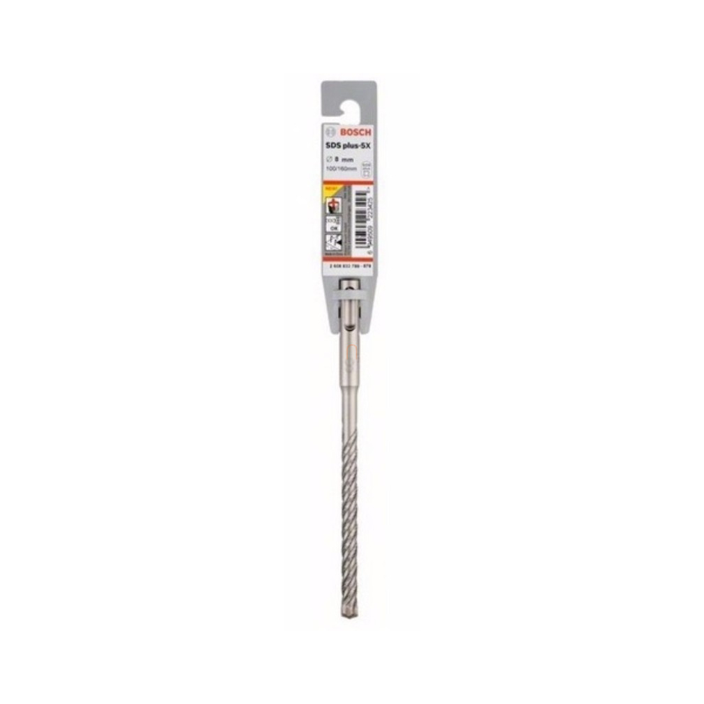 Bosch fúrószár SDS plus-5X fúrószár  8x100x160 (2608833789) Megmunkálható anyagok: kő, beton