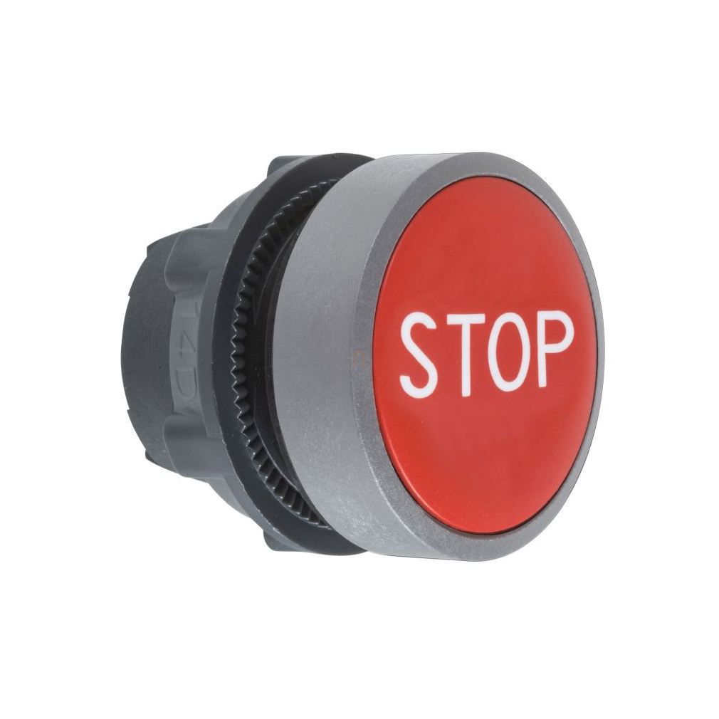 Easy Harmony XB2, Nyomógomb fej, piros, jelölt STOP, fém, panelbe süllyesztett, 22mm, visszatérő ZB2BA434C Schneider