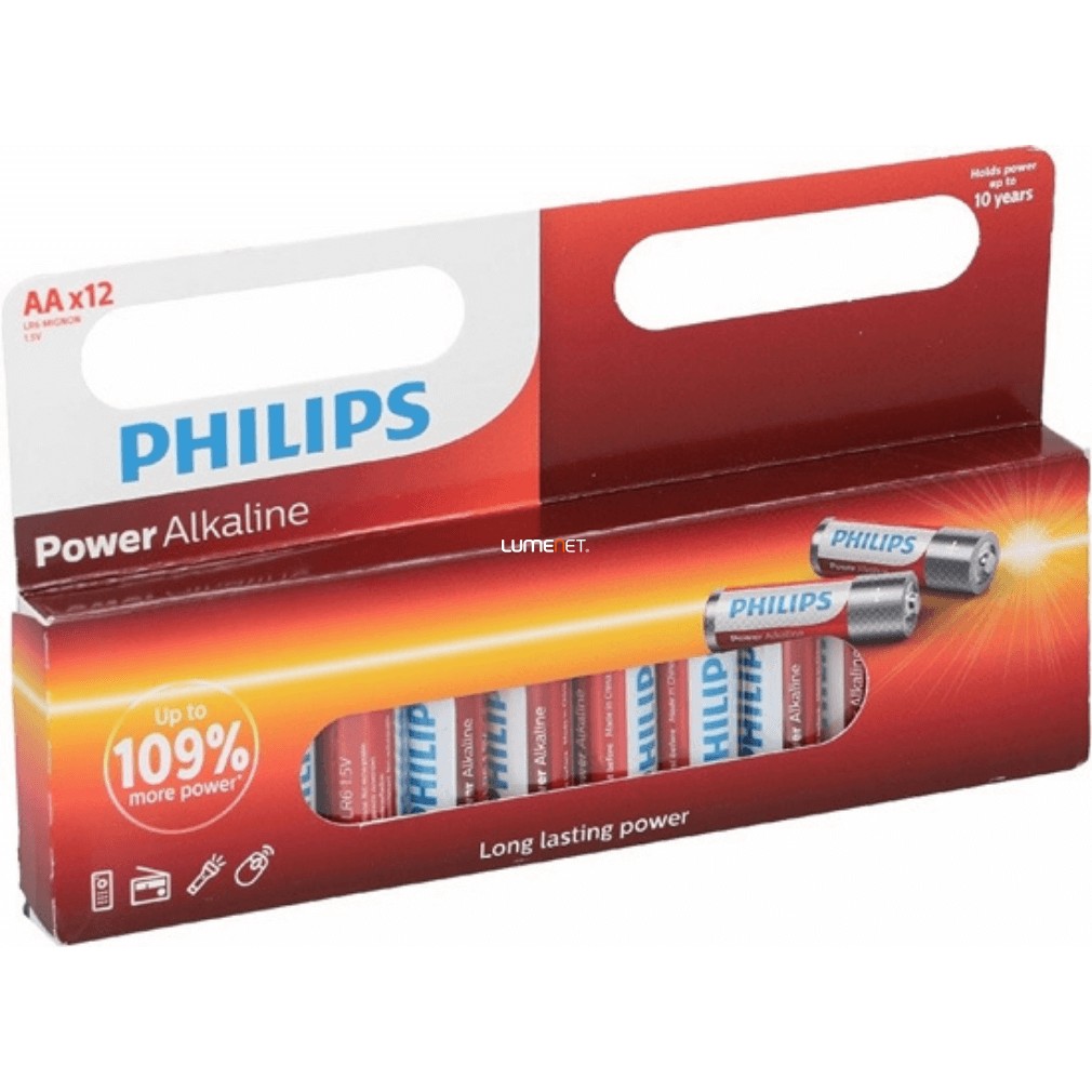 Philips Long Life AA ceruza elem LR6 12db/csomag