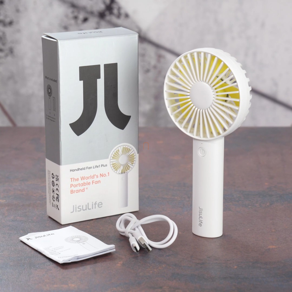 Kézi ventilátor, 3 fokozat, 2000mAh akkumulátor, fehér