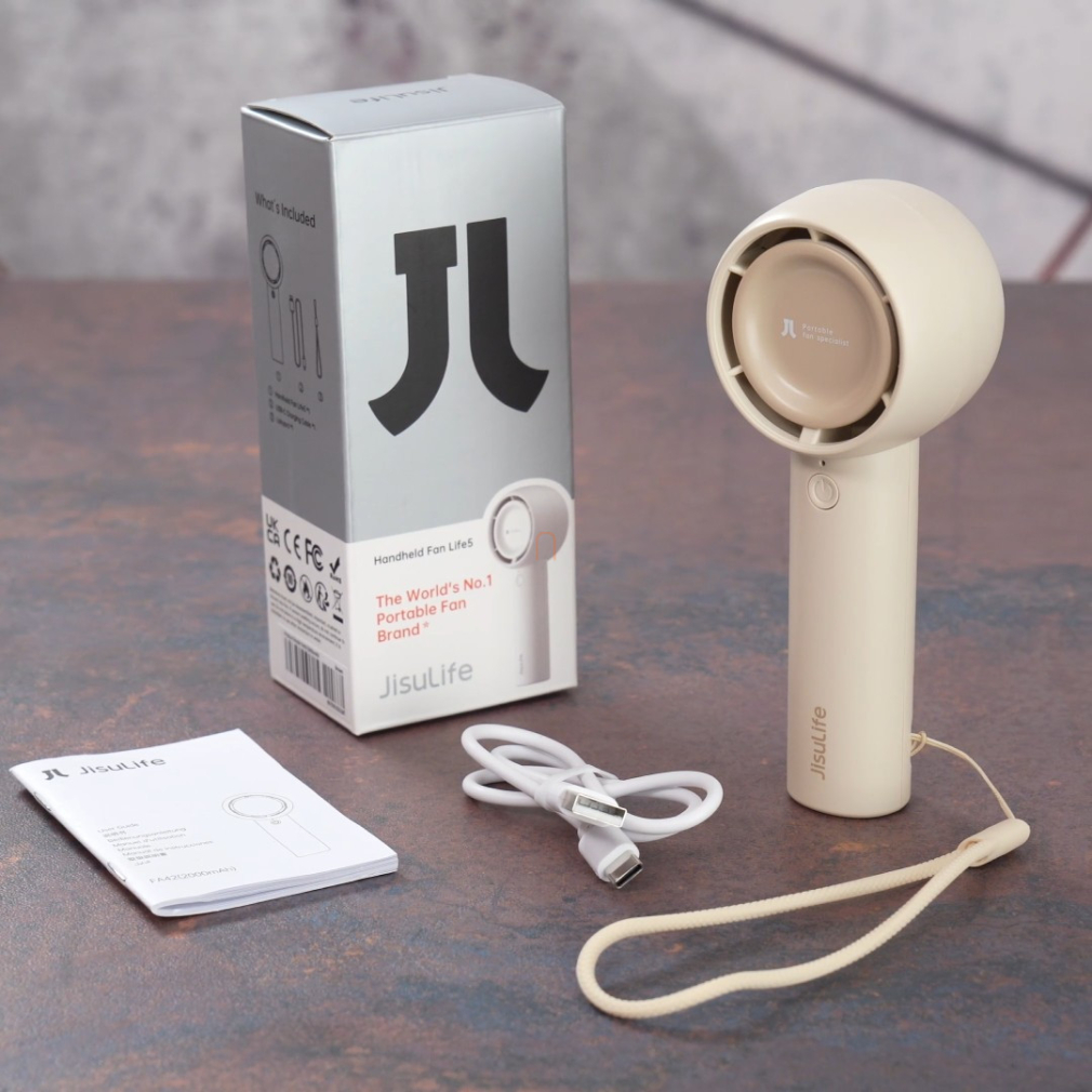 Mini kézi ventilátor, 2000mAh akkumulátor, barna