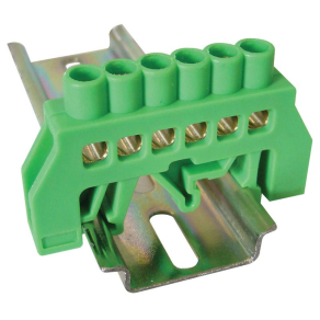   Tracon szigetelt földelősín (N/PE), zöld 63A, 6×9mm, 6P, IP20 NPE-G6-6