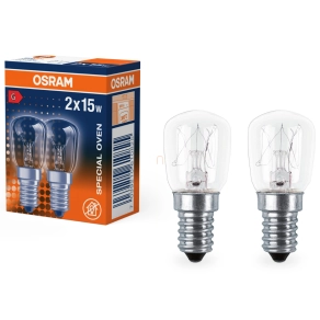   Osram E14 sütőizzó 15W, 85 lm, 2700 K, melegfehér, áttetsző üveg, 2 darabos - Special Oven T26/57