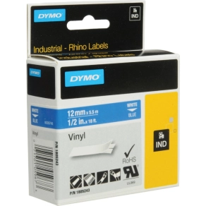 Dymo RHINO színes PVC 12mm fehér/kék  1805243