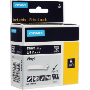Dymo RHINO színes PVC 19mm fehér/fekete 1805436