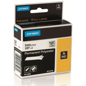   Dymo szalag ID1 polyeszter kazetta, 9mm x5,5m víztiszta /18508/  Rhino 5000-hez