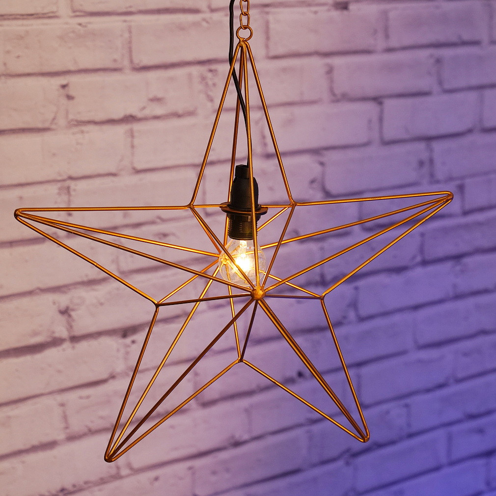 Csillag alakú, láncon függesztett lámpa, arany színben (Tjusa)