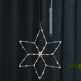   Függeszthető LED csillag ezüst színben-elem nélkül (Lolly)