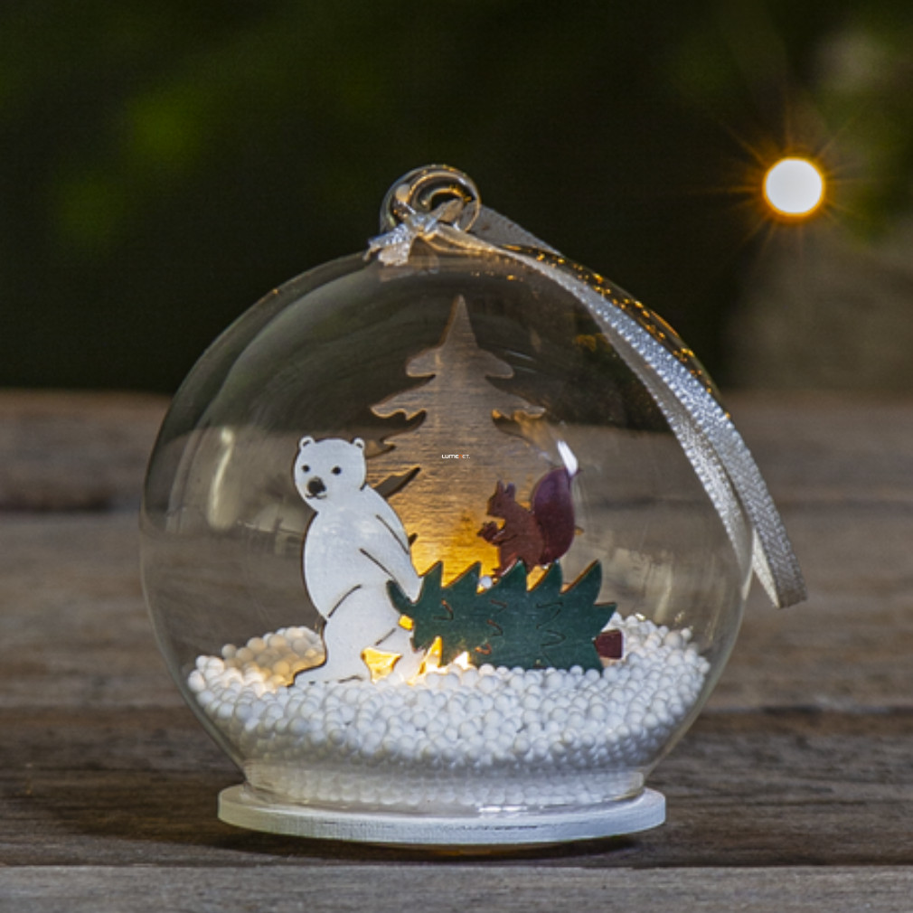 Karácsonyi LED hógömb jegesmedvével-tartozék elemmel (Forest friends)