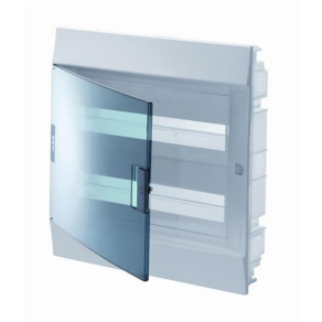   Kiselosztó süllyesztett 2soros, 24 modulos átlátszó ajtóval IP41 PE/N sínnel ABB Mistral41F 1SLM004101A1205