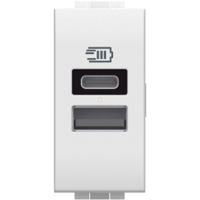   BTICINO N4191AC Livinglight kettős USB A/C töltő 5VDC 3000/1500mA 1M fehér