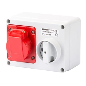   Gewiss Dafb-163 3P+F 16A reteszelt kapcsolóval, falon kívüli tábla IP44 GW66008