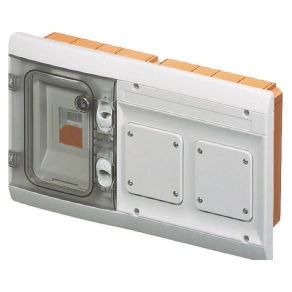   Kombinált süllyesztett elosztó 4mod.+ 2x ipari csatlakozó hely 85x75mm IP55 GW48686