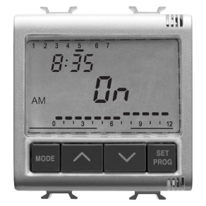   Chorus titánium Elektronikus időkapcsoló, napi/heti, 1 csatornás 230V AC 50/60Hz 2 modulos GW14581 Gewiss
