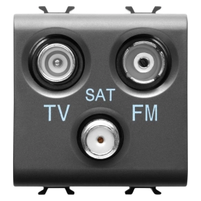   Chorus matt fekete TV-FM-SAT végzáró csatlakozó aljzat, 2 modulos GW12382 Gewiss