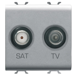   Chorus titánium TV-SAT végzáró csatlakozó aljzat, 2 modulos GW14383 Gewiss
