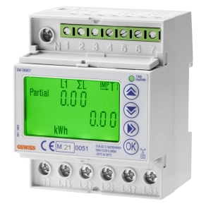   Gewiss Fogyasztásmérő 3F 80A digitális, MID hitelesített ,DIN sínre, 4modulos közvetlen IP20 GWD6807